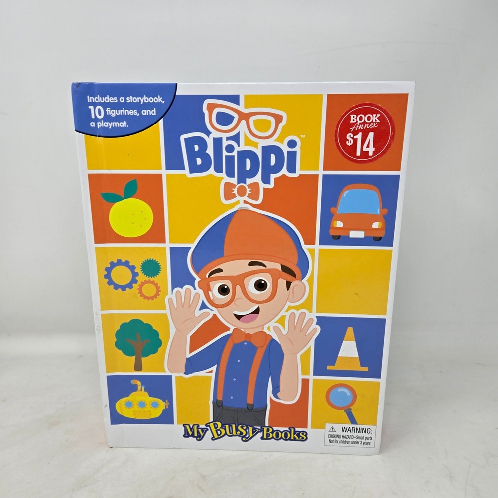 Blippi My Busy Books Activity Set Storybook 10 Figurines and Playmat Phidal